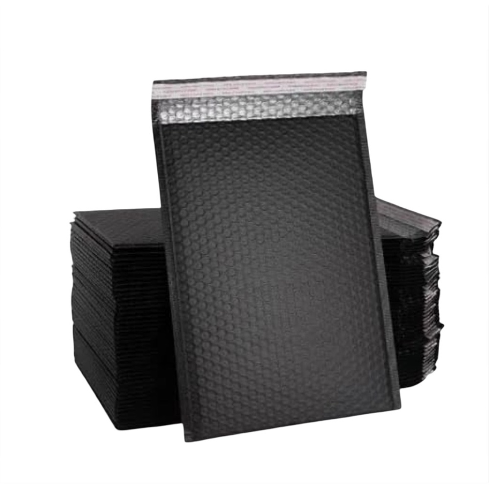 50 X Black Poly Bubble Mailers Envelopes + TY stickers Shipping Starter Pack